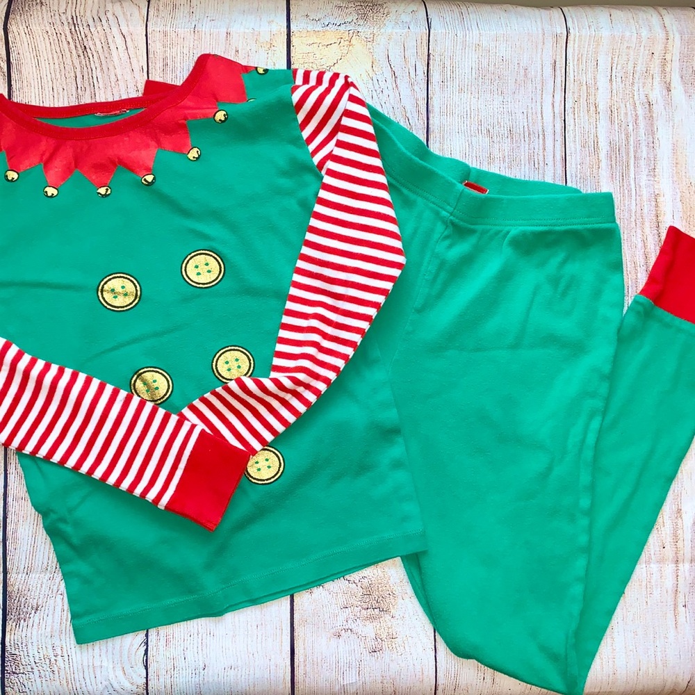 Girls Elf Pajamas Size 12